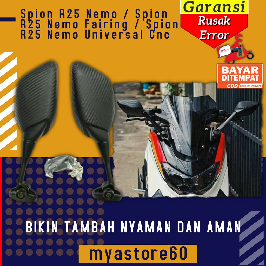 Spion Kaca Sepion Fering R25 Nemo Nmax Semua Motor Fairing  Spion R25 Nemo Universal Cnc Aksesoris