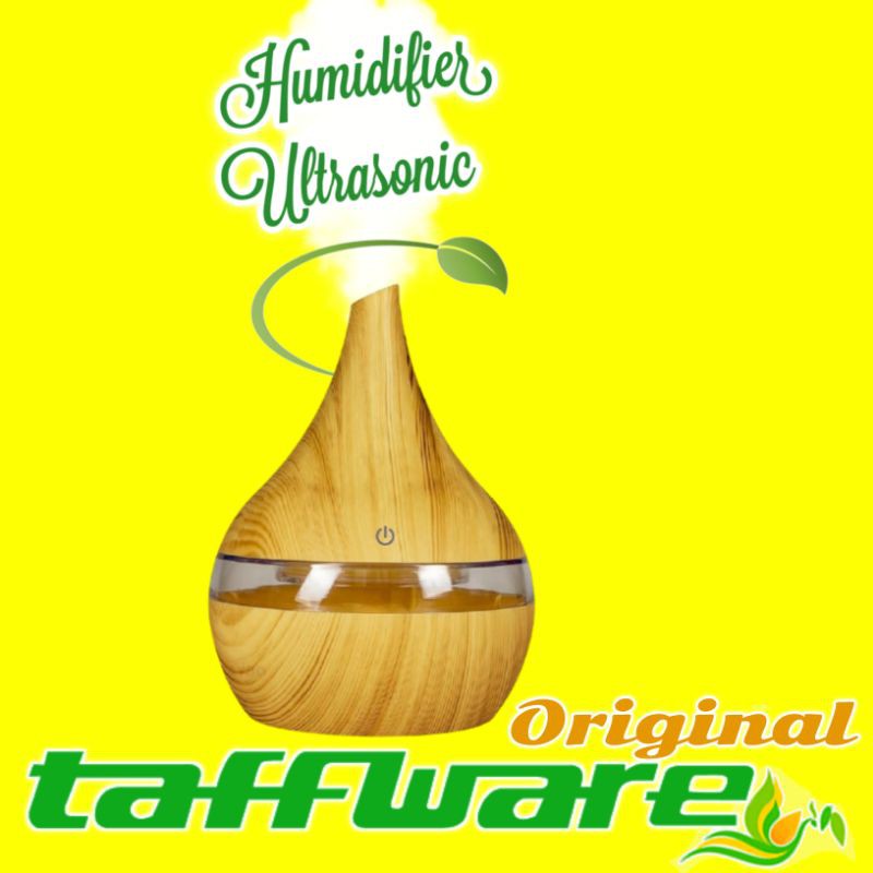 Humidifier Diffuser Aromaterapi Oil LED Aromatherapy Disfuser Ultrasonic Taffware Pelembab Udara-Coklat Muda