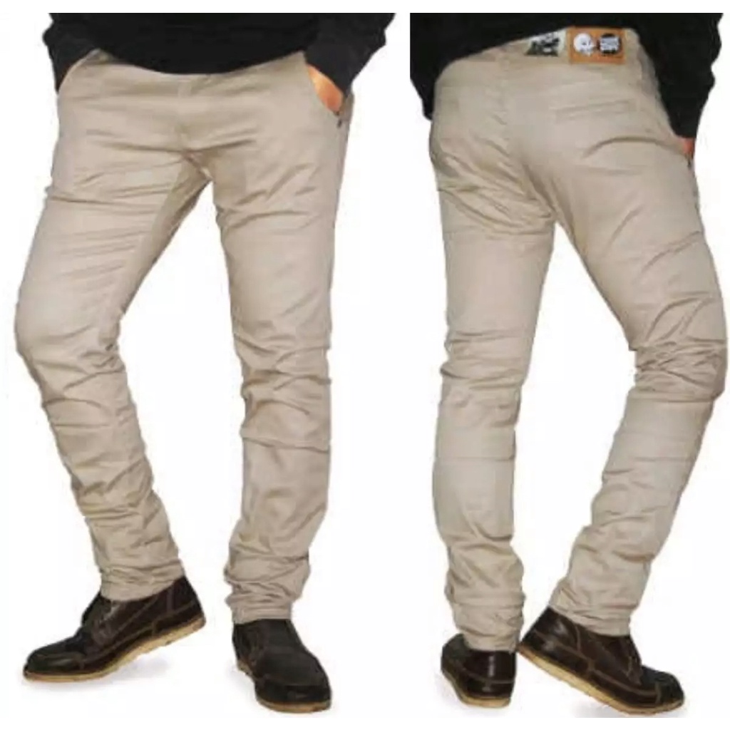 Celana Jeans Chinos Bahan Denim Pria Slimfit Kerja Harian Casual Santai Pria / Celana Chino