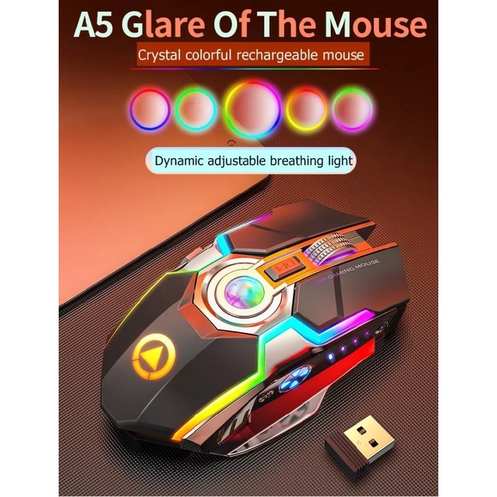 57 YINDIAO A5 Wireless E-Sports Gaming Mouse - Colorful RGB Light