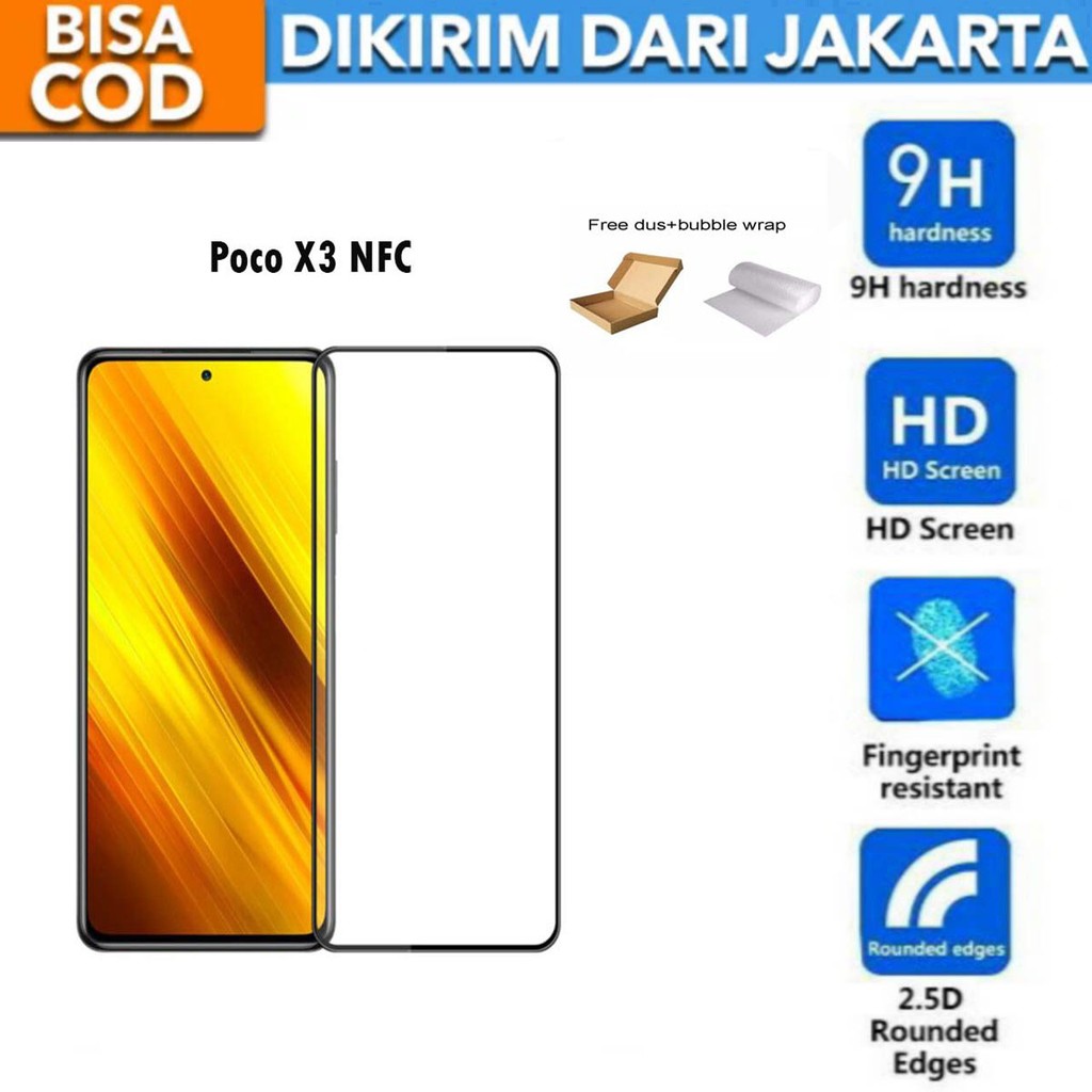 Xiaomi Poco X3 NFC Full Cover/Full Screen Tempered Glass Screen Protector Anti Gores