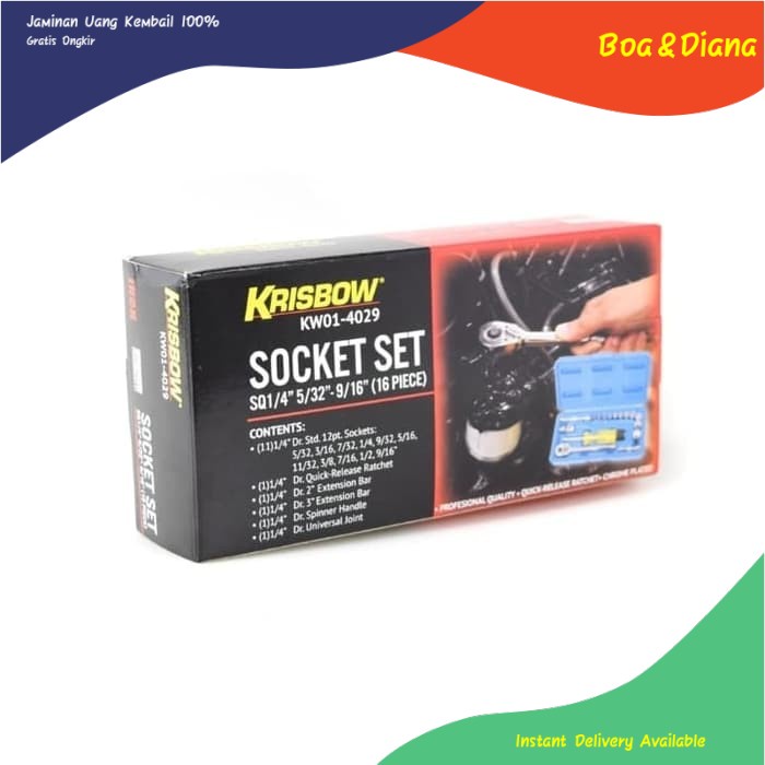 Ace kunci Shock satu set Krisbow Set Kunci Sok Sq 14 532916 16