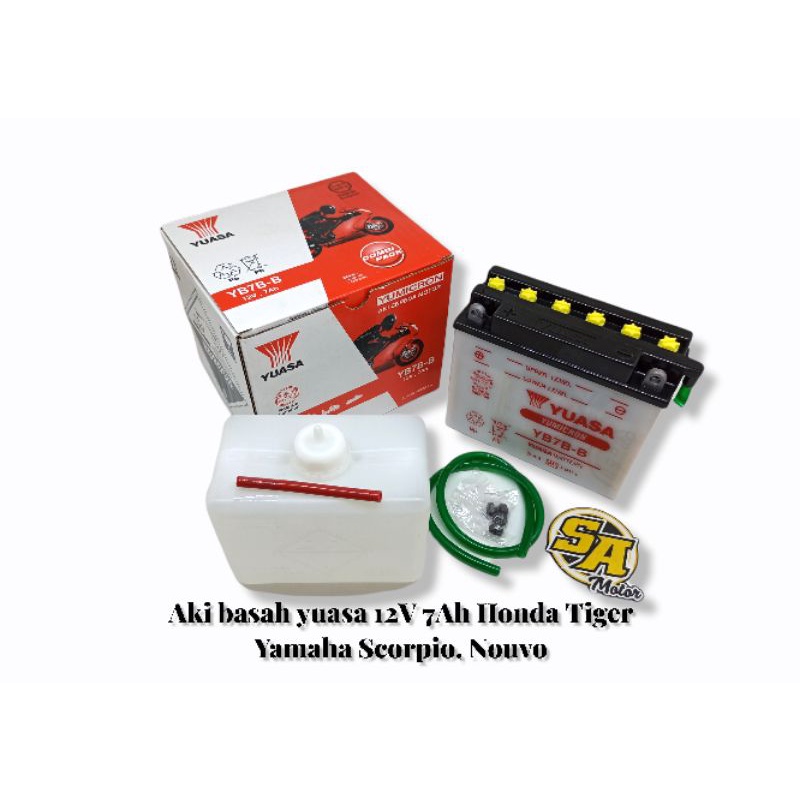 AKI ACCU BATERAI BASAH HONDA TIGER SCORPIO NOUVO YB7B-B YUASA 12V-7Ah