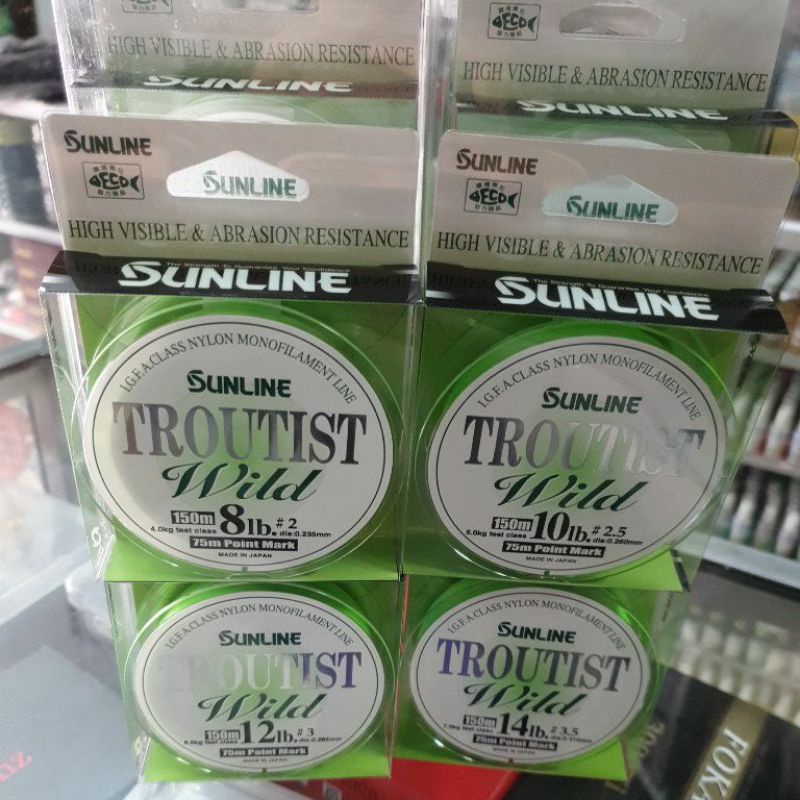 Senar Sunline Troutist Wild 150m 8lb 10lb 12lb 14lb 16lb 20lb