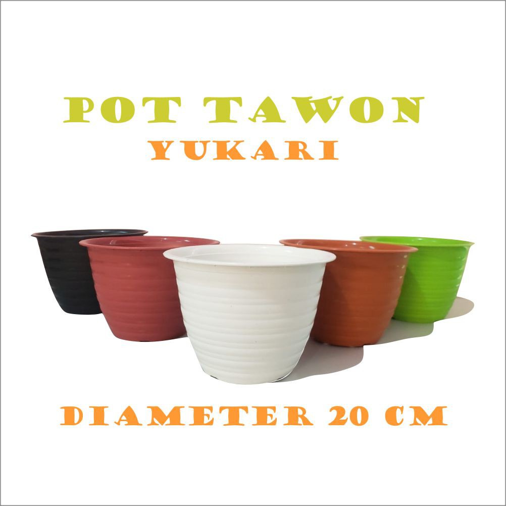 Pot Tanaman Tawon Plastik Merk Yukari Warna Warni Diameter 20 cm