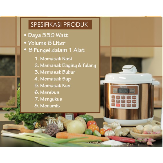 Arroz Pressure Cooker presto listrik 6 liter M1721