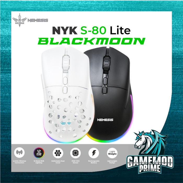 Mouse Gaming Wireless NYK Nemesis S80 Lite S 80 Blackmoon S80