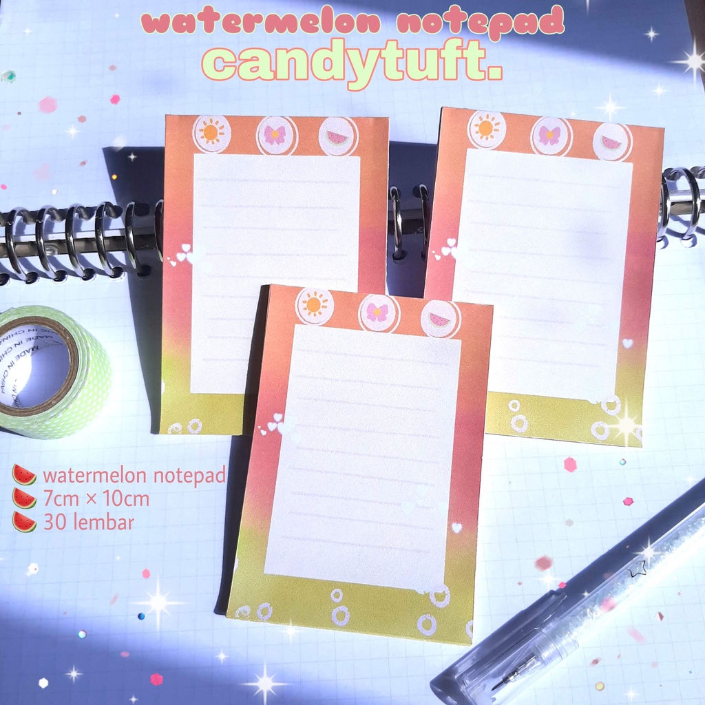 

watermelon notepad memopad semangka lucu note pad gradient gradiasi 30 lembar buku mini kecil