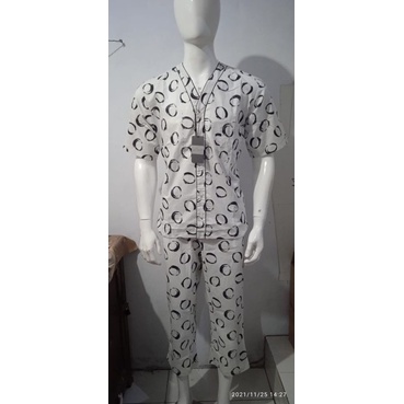 piyama lengan pendek la mirage katun pria dewasa motif bulat