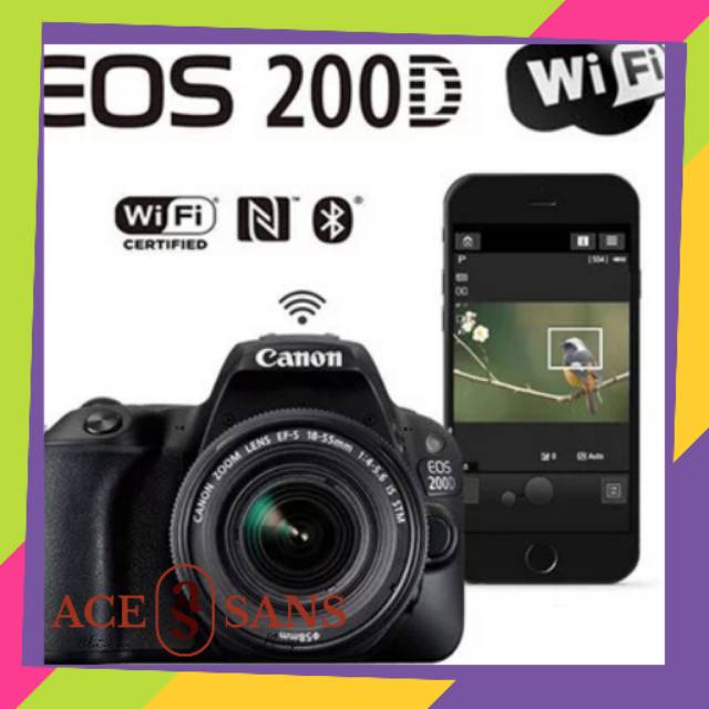 GRATIS ONGKIR | Canon EOS 200D Kit 18-55mm III Paket Bonus | Kamera SLR Canon 200D Original & Wifi