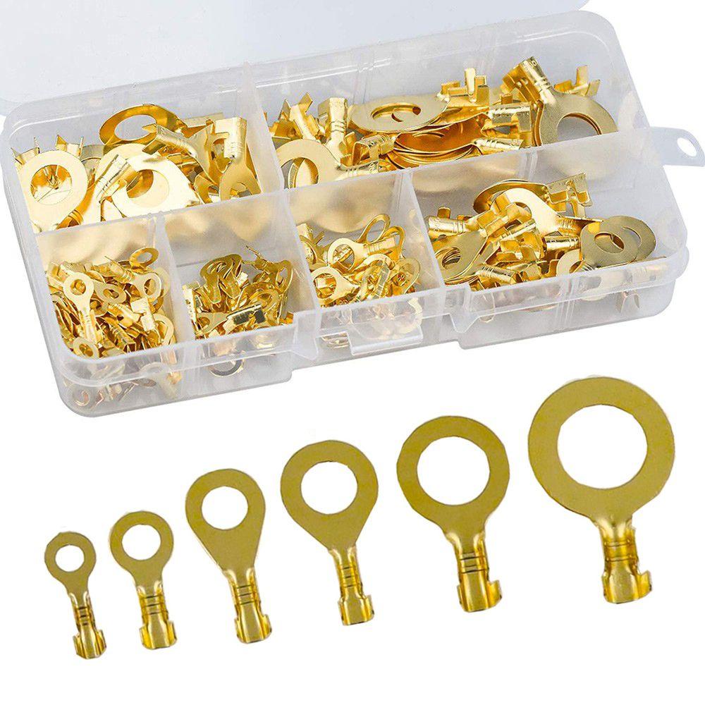 SUYO 150pcs /Box Terminal Penekan Dingin M3/M4/M5/M6/M8/M10 Spade Crimp Wiring Kit Lugs Melingkar