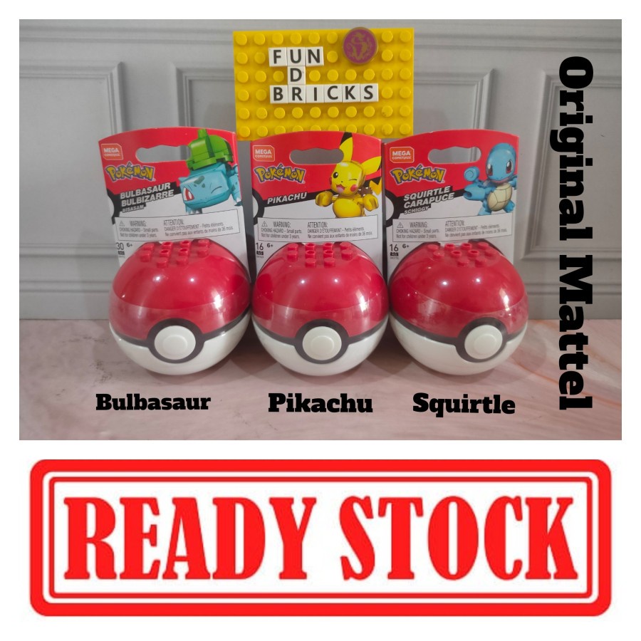 Jual mega construx pokemon pikachu bulbasaur squirtle shopee indonesia