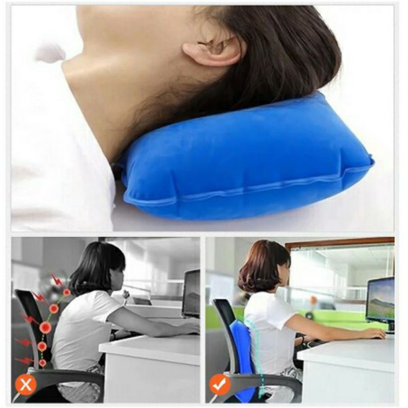 Bantal Empuk Angin Tiup Inflatable Travel Pillow Air Udara isi angin Ringan Camping Outdoor Pesawat Mobil Portable Awet