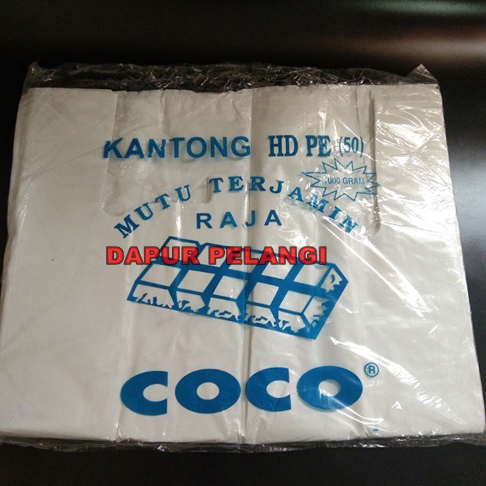 Kantong Plastik Kresek Putih Susu Tebal Ukuran 50cm - COCO (1000 gram)