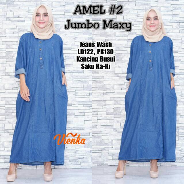 Baju Murah Gamis Longdress Muslim Amel #2 Jumbo Maxy
