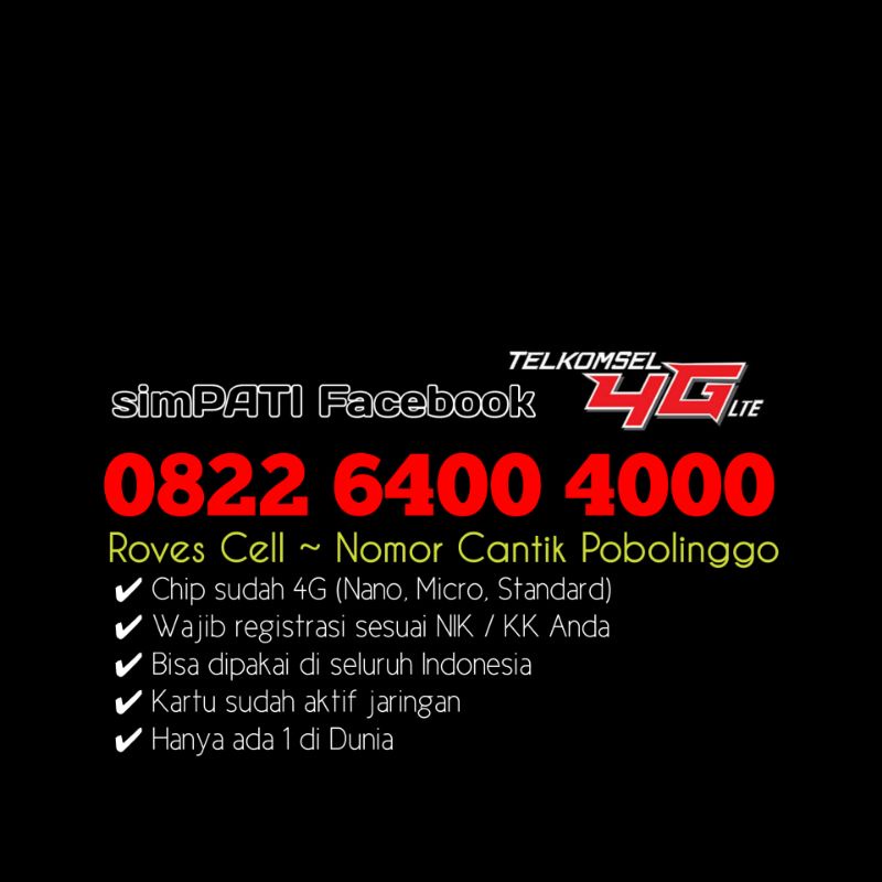 NOMOR CANTIK TELKOMSEL SERI RATUSAN RIBUAN 0822 6400 4000