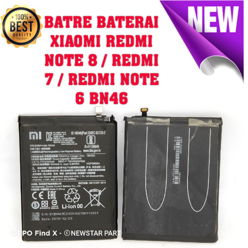 BATRE BATERAI XIAOMI REDMI NOTE 8 / REDMI 7 / REDMI NOTE 6 BN46 ORIGINAL