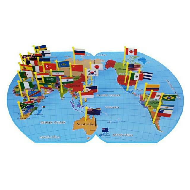 MAP OF THE WORLD - NATIONAL FLAG