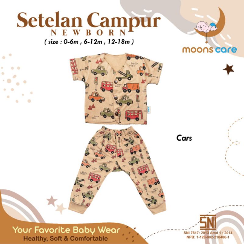 moons care  Baju Bayi Stelan Campur Newborn Motif Premium | Baju Setelan Bayi Baru Lahir