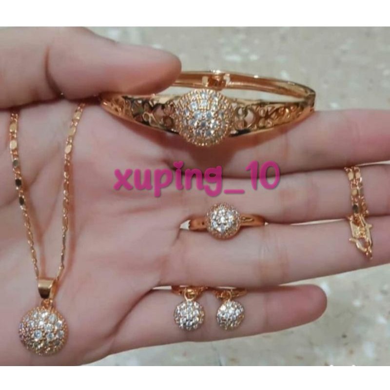 perhiyasan xuping mewah satu set lapis mas 24 karat