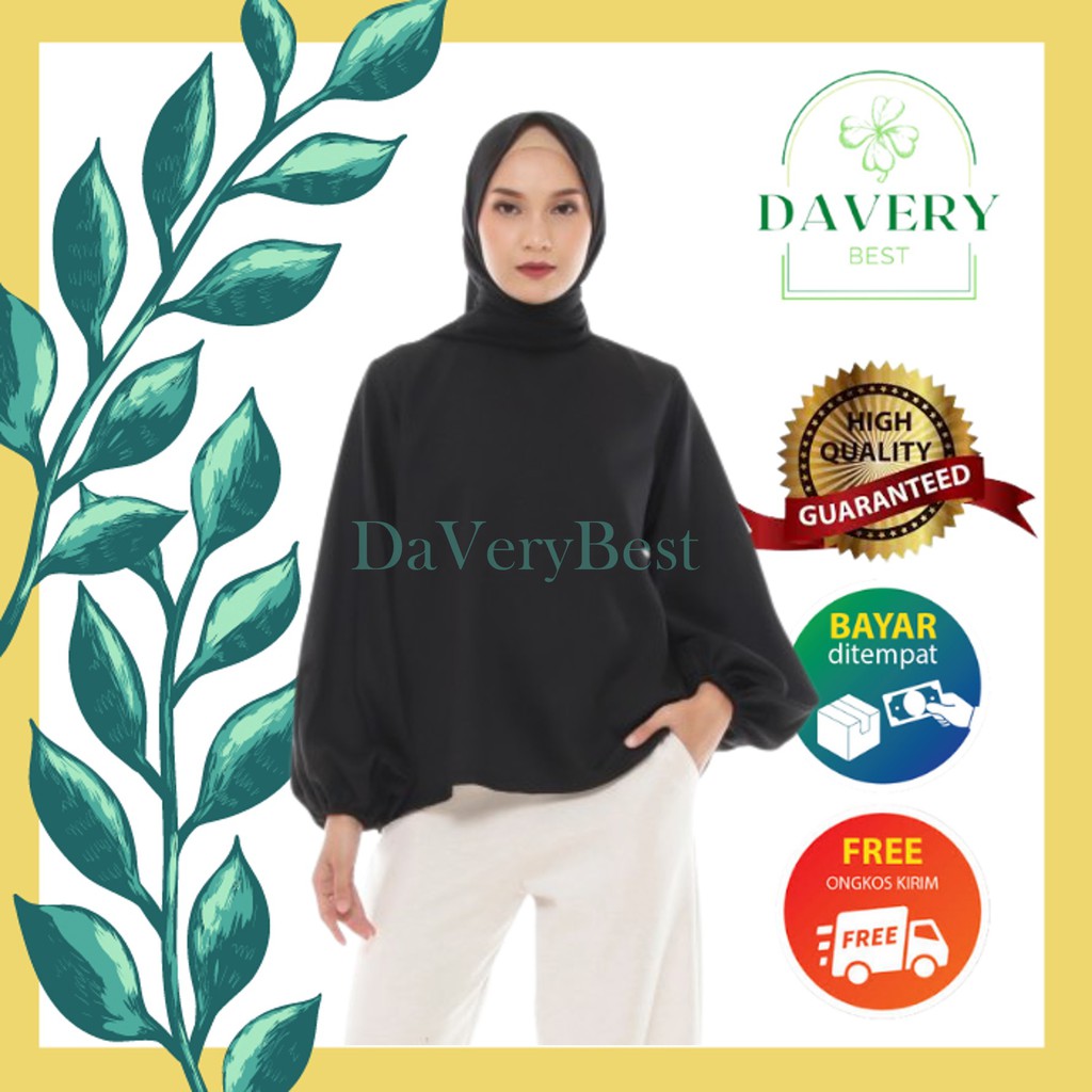 Baju Atasan Busana Blouse Muslim Muslimah Wanita Lengan Panjang Terbaru Lebaran 2021