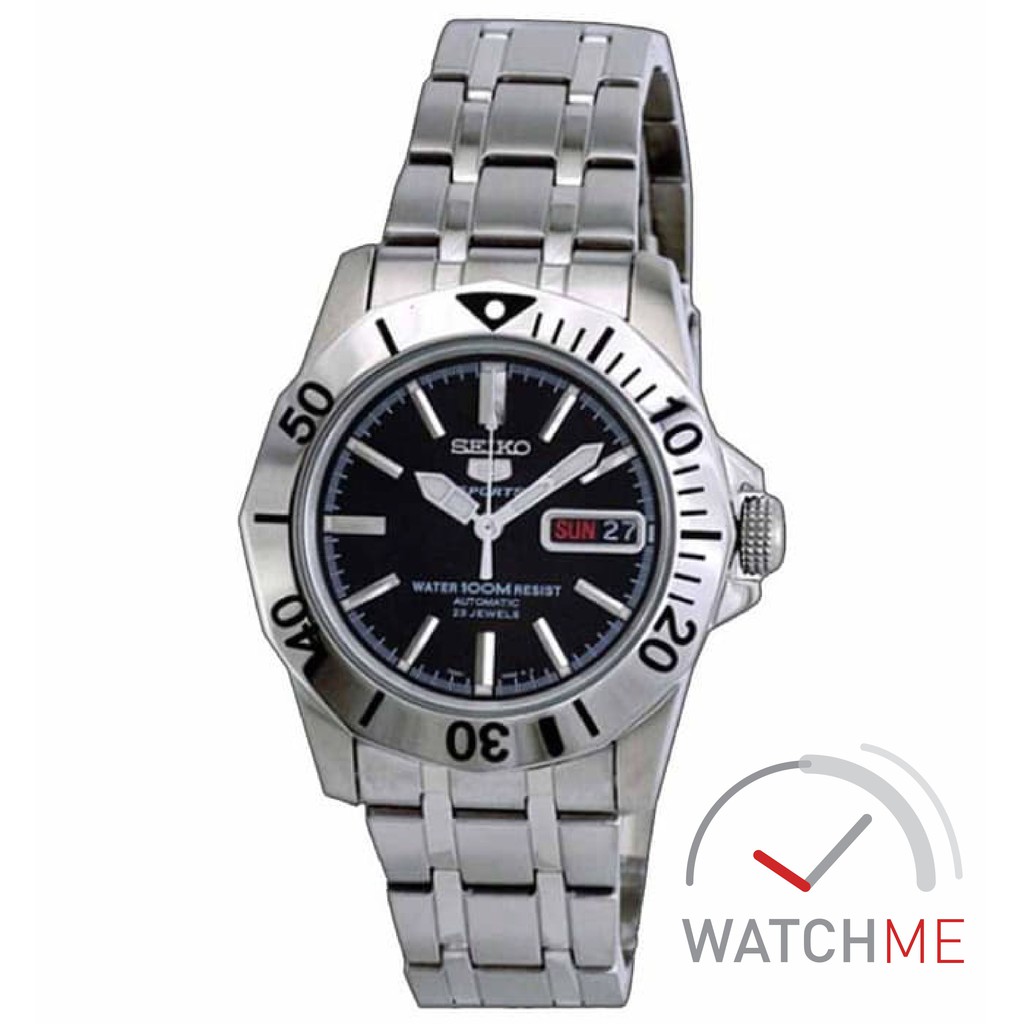 Jam Tangan Seiko 5 SNZF75 Automatic Black Dial 100m Stainless Steel Original Garansi
