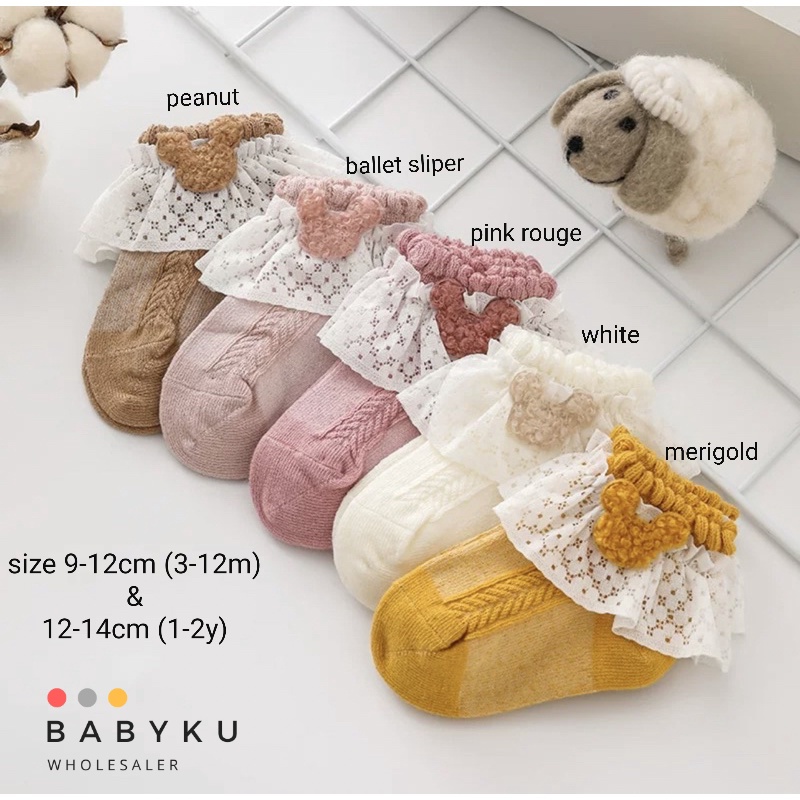 Kaos kaki bayi renda katun  / Baby lace socks / Kaos kaki renda anak perempuan