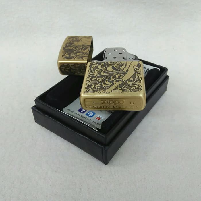 Korek Api Zippo Gold Motif Classic Grade Ori