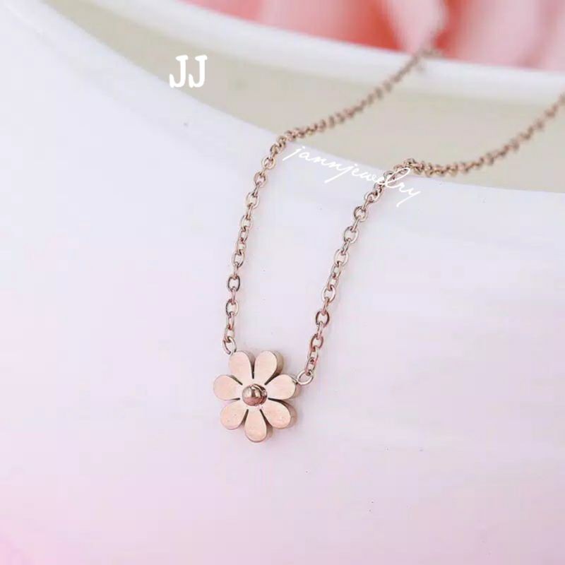 kalung import titanium asli simple flower