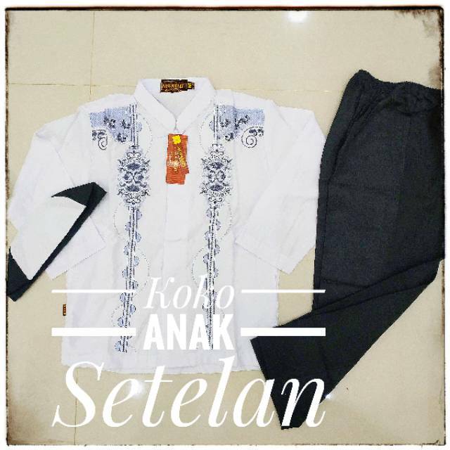 Koko Taqwa Anak setelan Putih Hitam