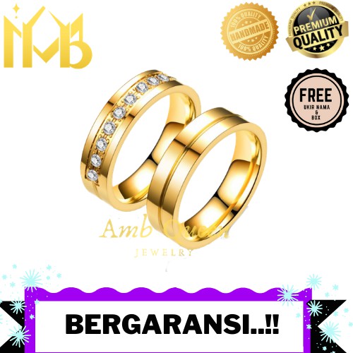 Cincin Couple Emas Kuning Kadar 50% & Platinum Pria dan Wanita