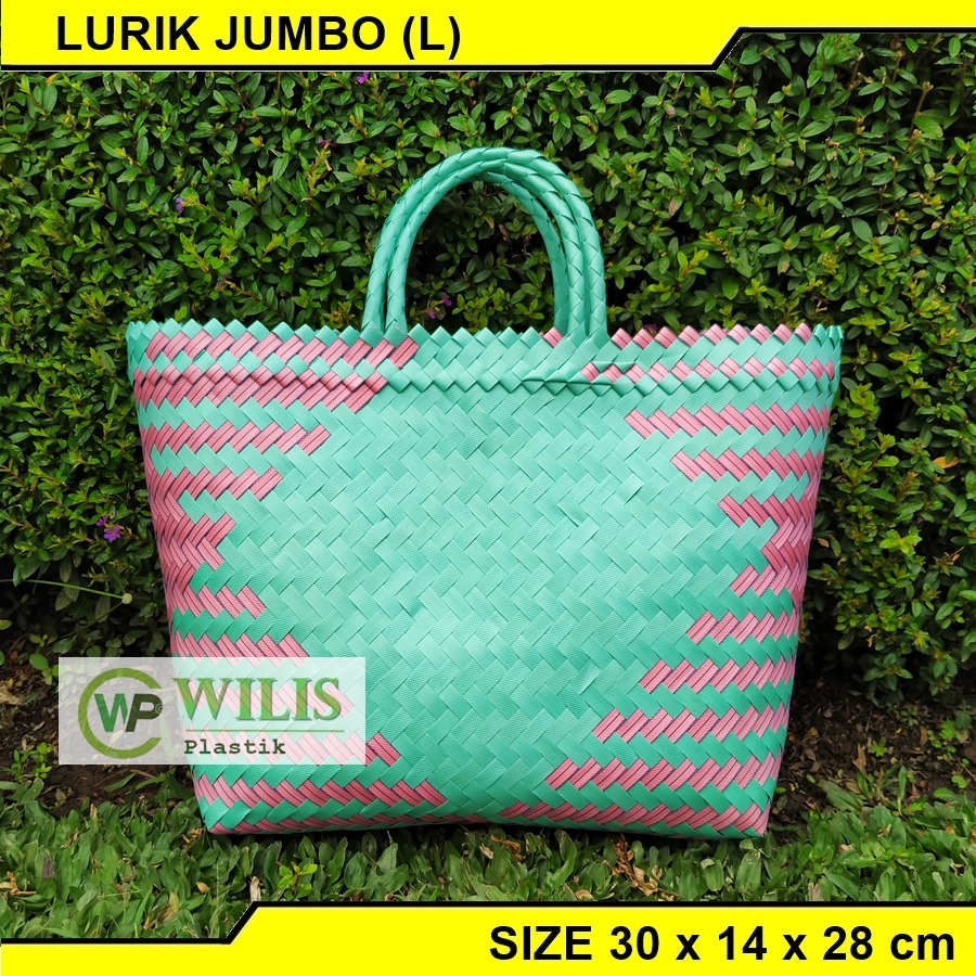 Tas Anyaman Plastik Lurik Jumbo (L) / Tas Anyam  Keranjang Belanja / Tas Bingkisan Hampers Parcel