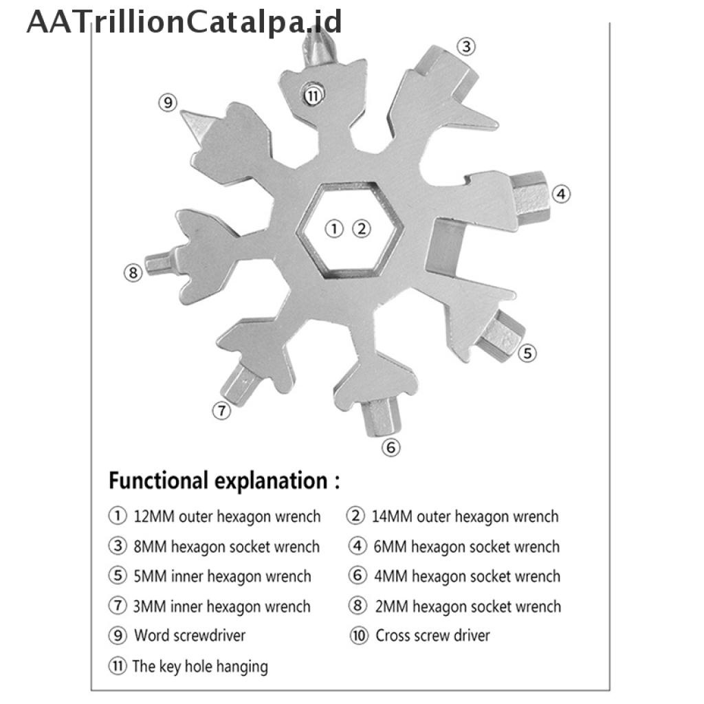 (Aatrillioncatalpa) 18 In 1 Kunci Hex Mini Multi Saku Bentuk Snowflake Untuk Outdoor / Hiking