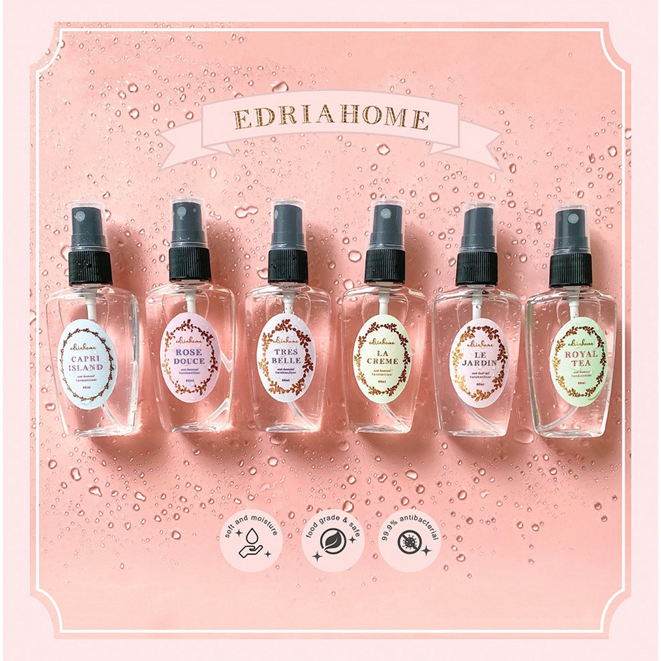 Edriahome Hand Sanitizer Aromatic Food Grade  60 ML / Hand Sanitizer Spray