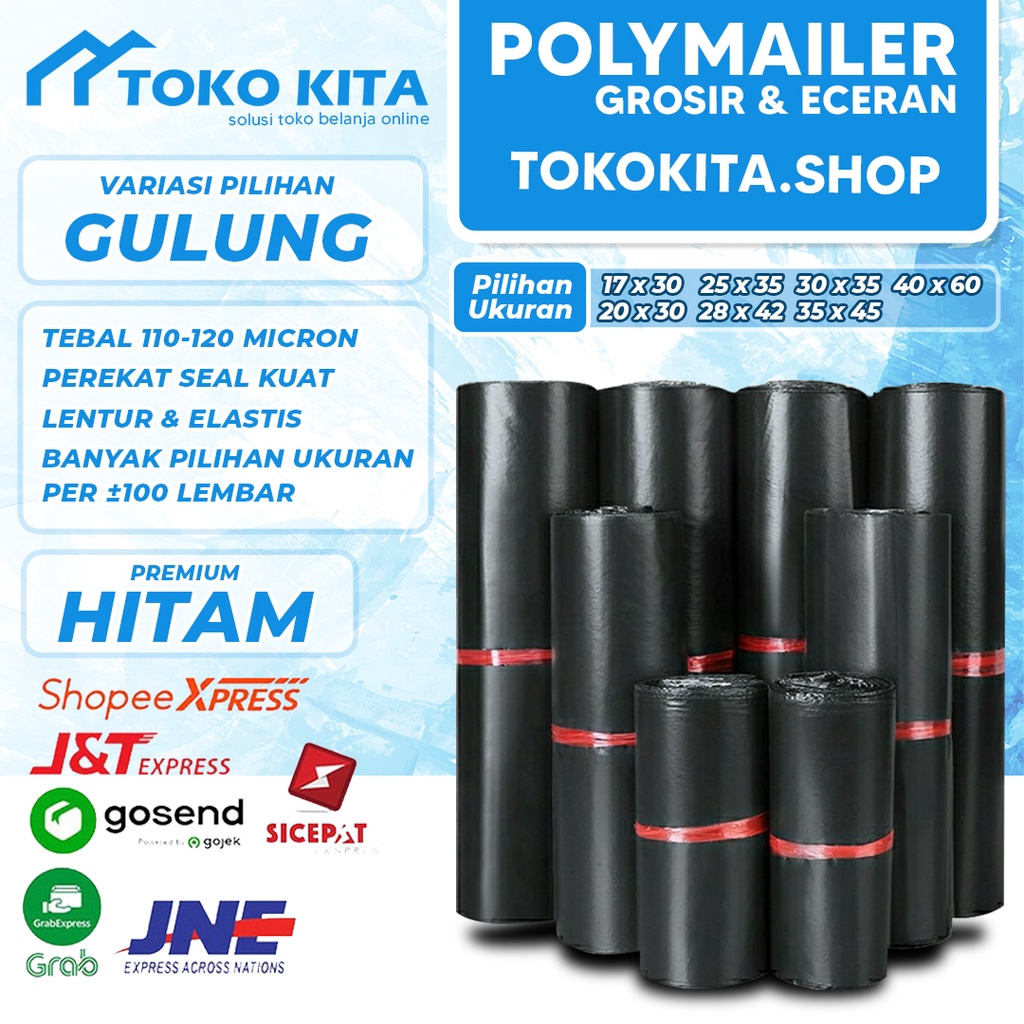 

PLASTIK POLYMAILER HITAM PREMIUM TEBAL LENGKAP LEM Kantong Amplop Packing Online Shop TERMURAH