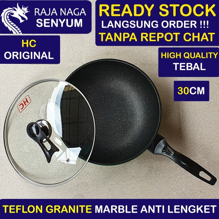 Teflon Anti Lengket Wajan HC Wokpan Marble Granit Grill TEBAL 30 CM
