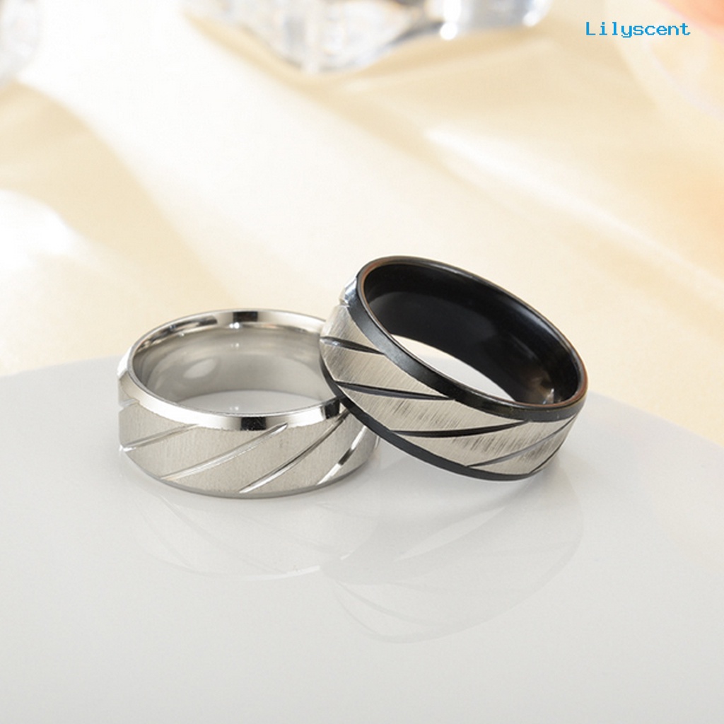 Ls Cincin Pasangan Bahan Stainless Steel Motif Twill Geometris Untuk Pertunangan