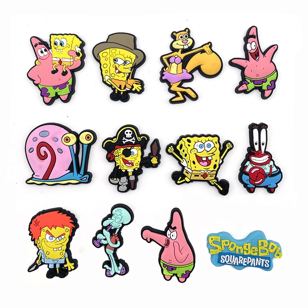 Charms Pin Desain Spongebob Crocs Bahan PVC Untuk Anak Laki-Laki