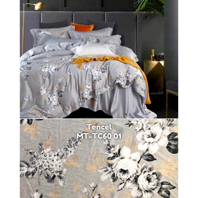 moon kain sprei meteran serat organik motif bunga classic rose flower garden chic grey gold abu mawa
