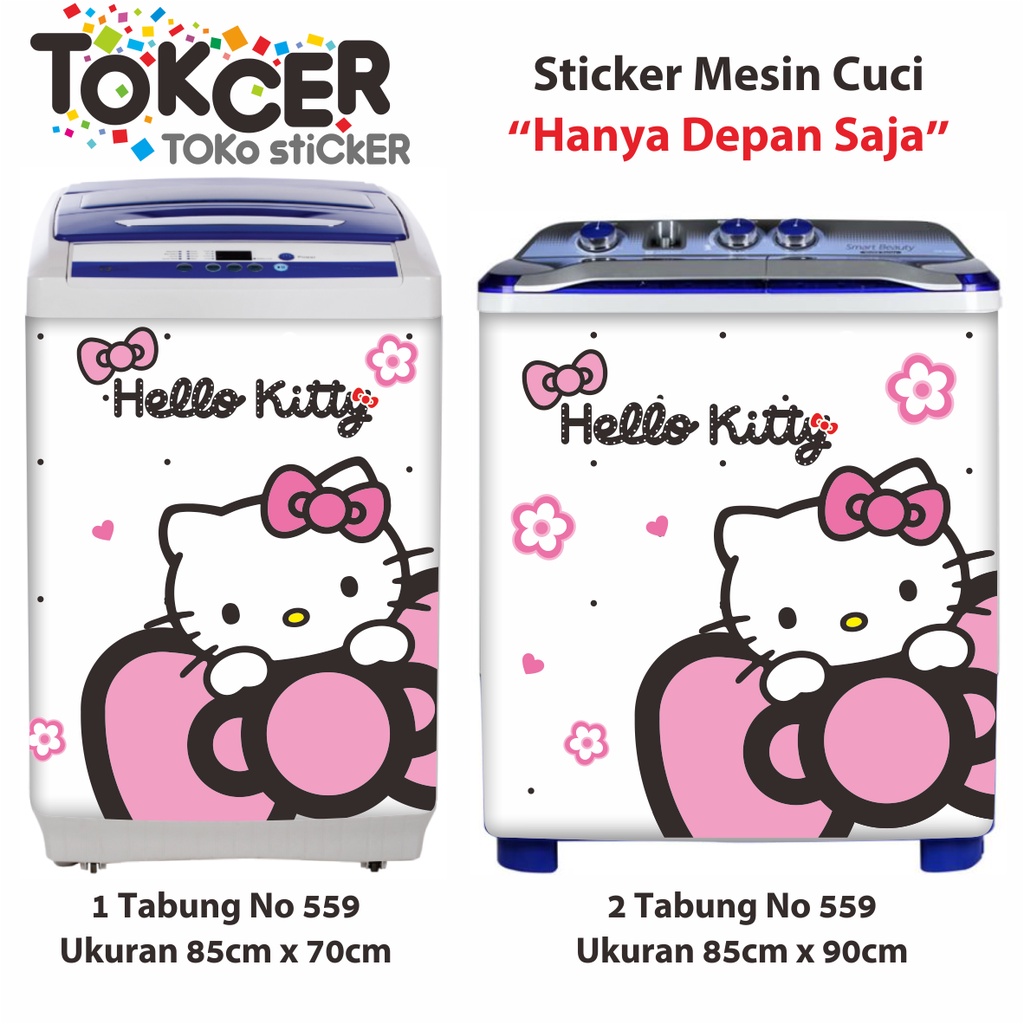 Stiker Mesin Cuci 1 Tabung atau 2 Tabung MOTIF Hello Kitty