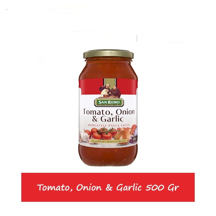 SAUS PASTA TOMATO ONION &amp; GARLIC SAN REMO 500GR