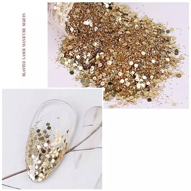 GLITTER SEQUIN NAIL ART GLITTER KASAR GLITTER HEXAGONAL GLITTER KUKU PALSU