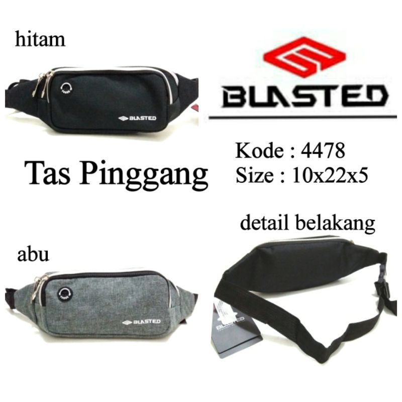 TAS PINGGANG COWOK PRIA BLASTED 4478 HARGA MURAH 2RUANG 4478 WARNA HITAM ABU