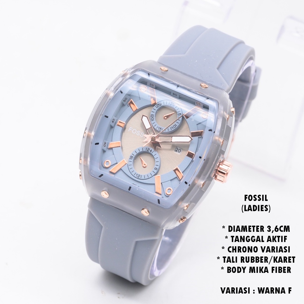 (BISA COD) JAM TANGAN WANITA F-029 FASHION TALI RUBBER BODY OVAL TANGGAL AKTIF