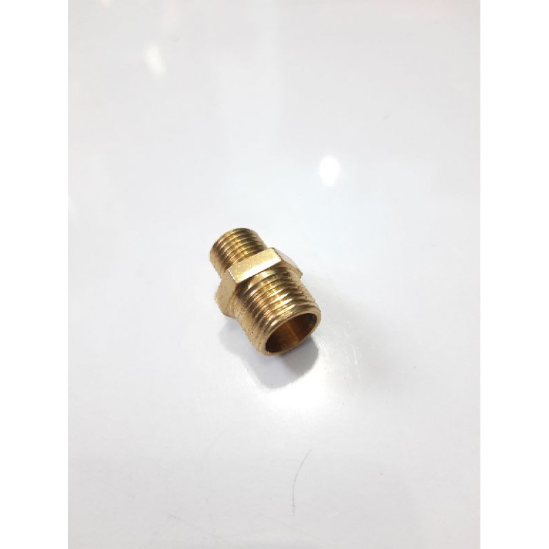 Double Nepel 3/8&quot; × 1/4&quot; KUNINGAN DRAT LUAR