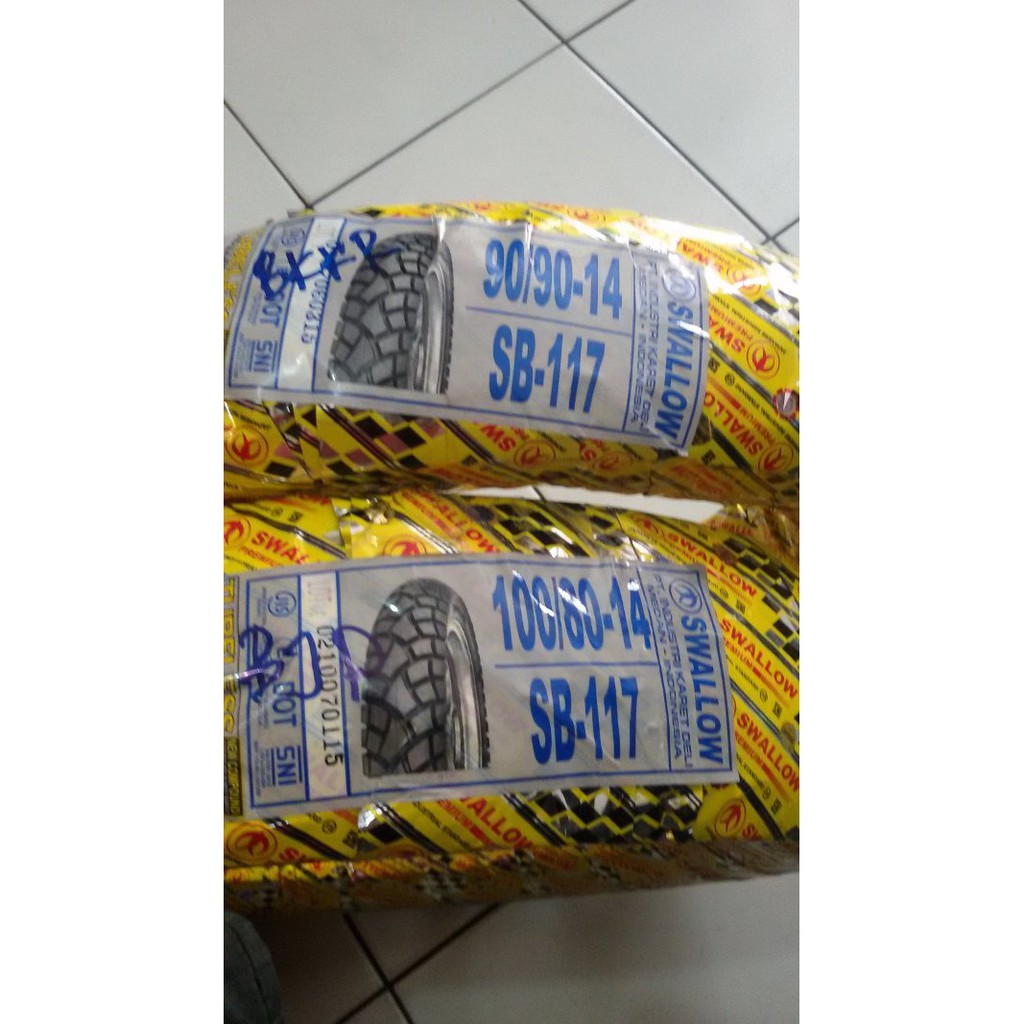 (Paket)Ban Swallow Tubeless SB-117 90/90-14 dan 100/80-14