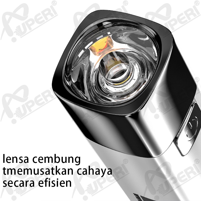 SMILING SHARK Senter 8 LED Super Terang (ORIGINAL)/ Jarak jauh/ Senter Police/ Lampu senter swat paket lengkap