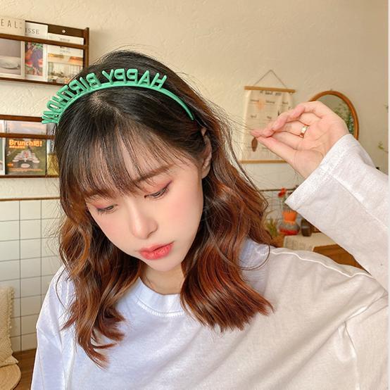 Bando Happy Birthday Warna Warni 1PC GROSIR PRAKARYA MALANG Headband Plastik Aksesoris Fashion Accessories Rambut Hias Hiasan Wanita Perempuan Cewek Perlengkapan Fashion Plastic Black Lentur Elastis Hair Ornament Kecantikan Beauty Salon Hairdo