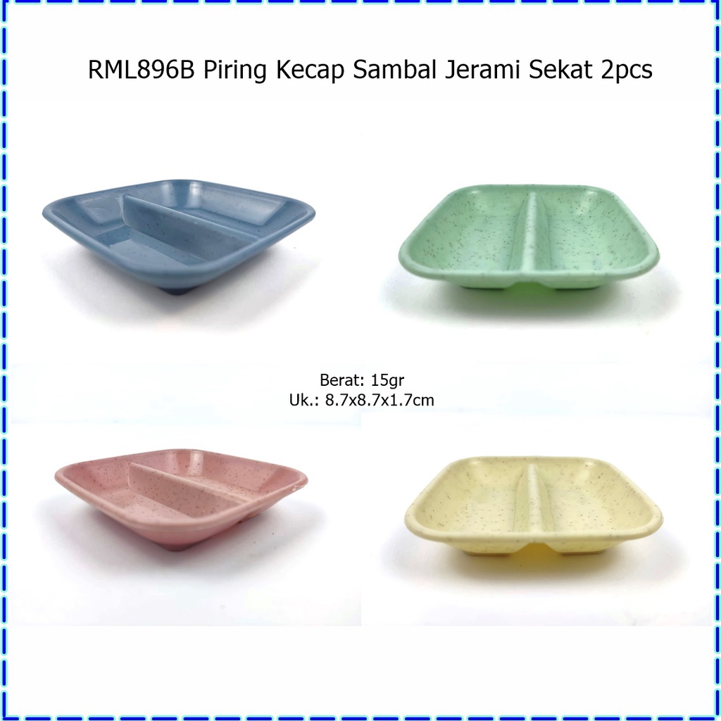 RML896B Piring Kecap/Tempat Sambal Jerami Sekat 2pcs