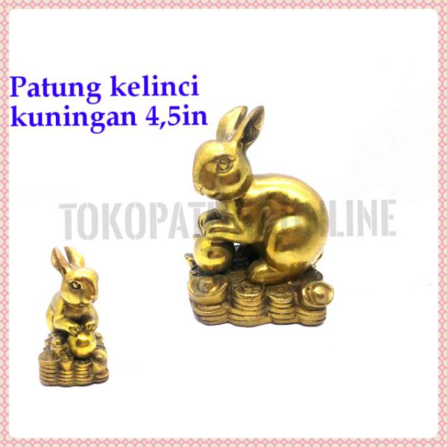 Patung Kelinci Kuningan Fengshui